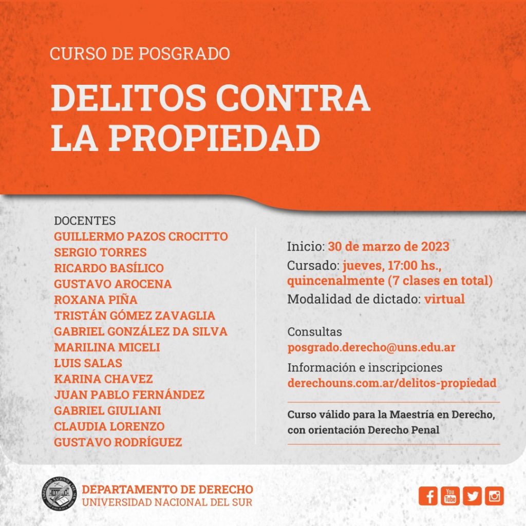 Curso Delitos Propiedad Departamento De Derecho Uns